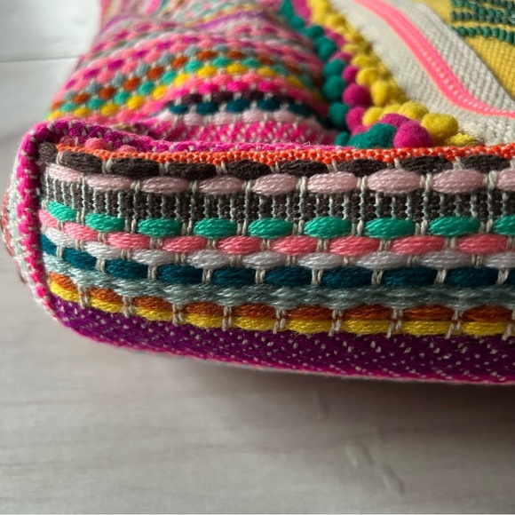 NWT America and Beyond Flamingo Bird Toucan Beaded Pom Embroidered Beach Tote - Picture 3 of 9